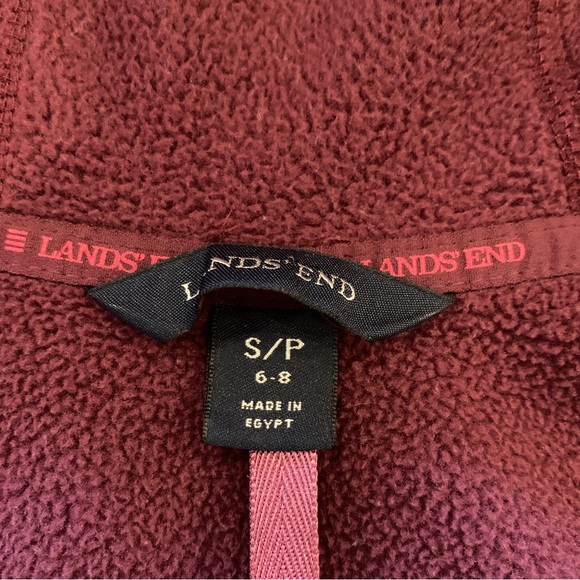 Lands End women’s size small 6-8 merlot purple fleece jacket hooded cozy coat - Picture 8 of 10